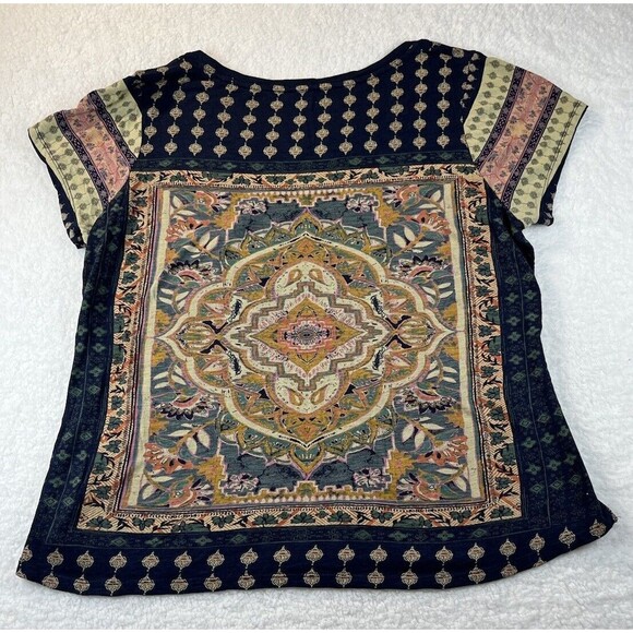 Lucky Brand Tee Womens Plus 1X Persian Carpet Top Scoop S/S Bohemian Lagenlook - Picture 6 of 8